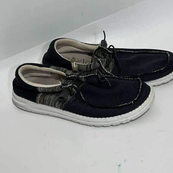 Hey Dude Men's Black Wally Sox Funk Mesh Low Top Casual Shoes Size 9 - Picture 2 of 9